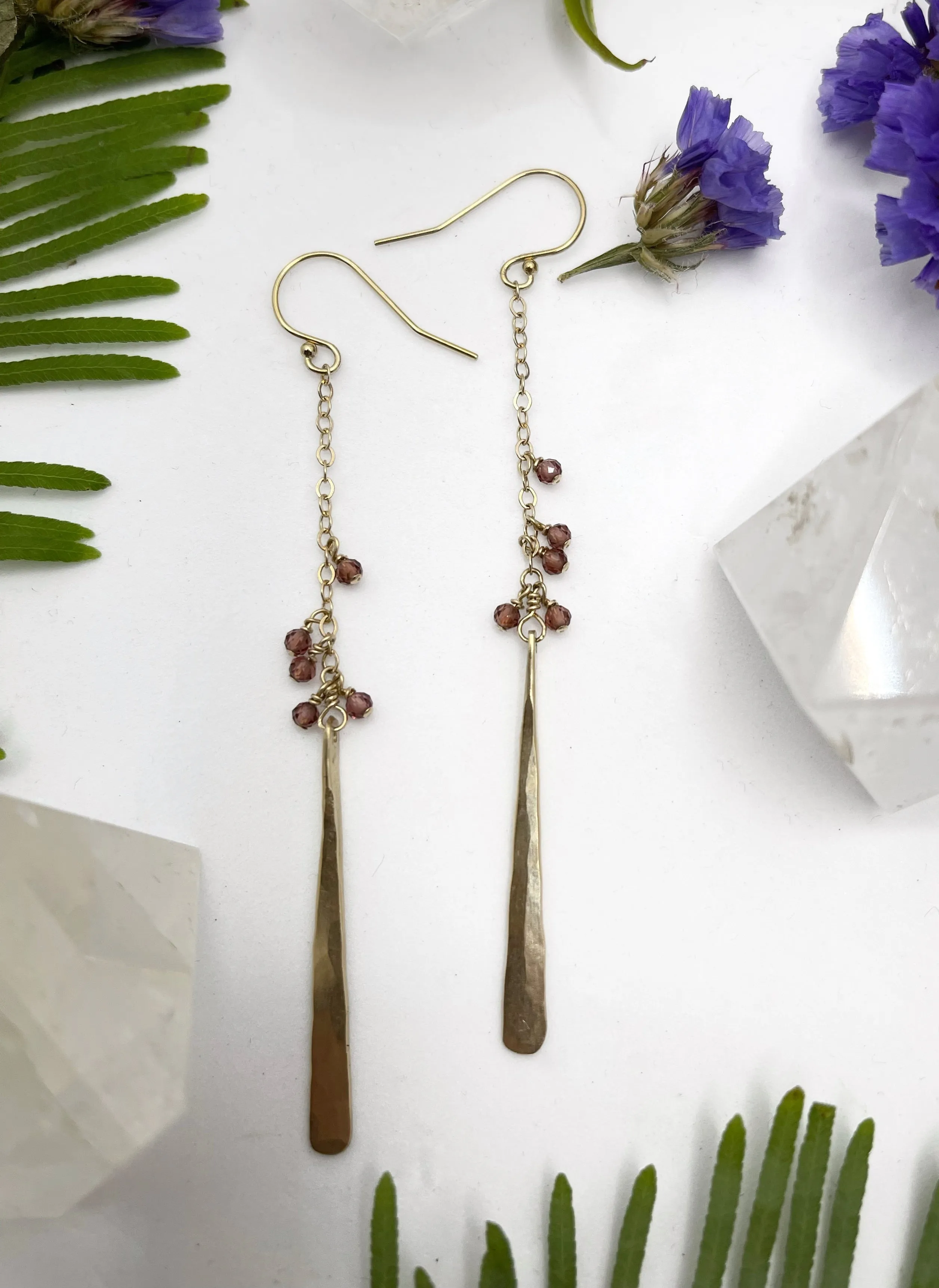 Hammered Metal Stick Bead Earrings