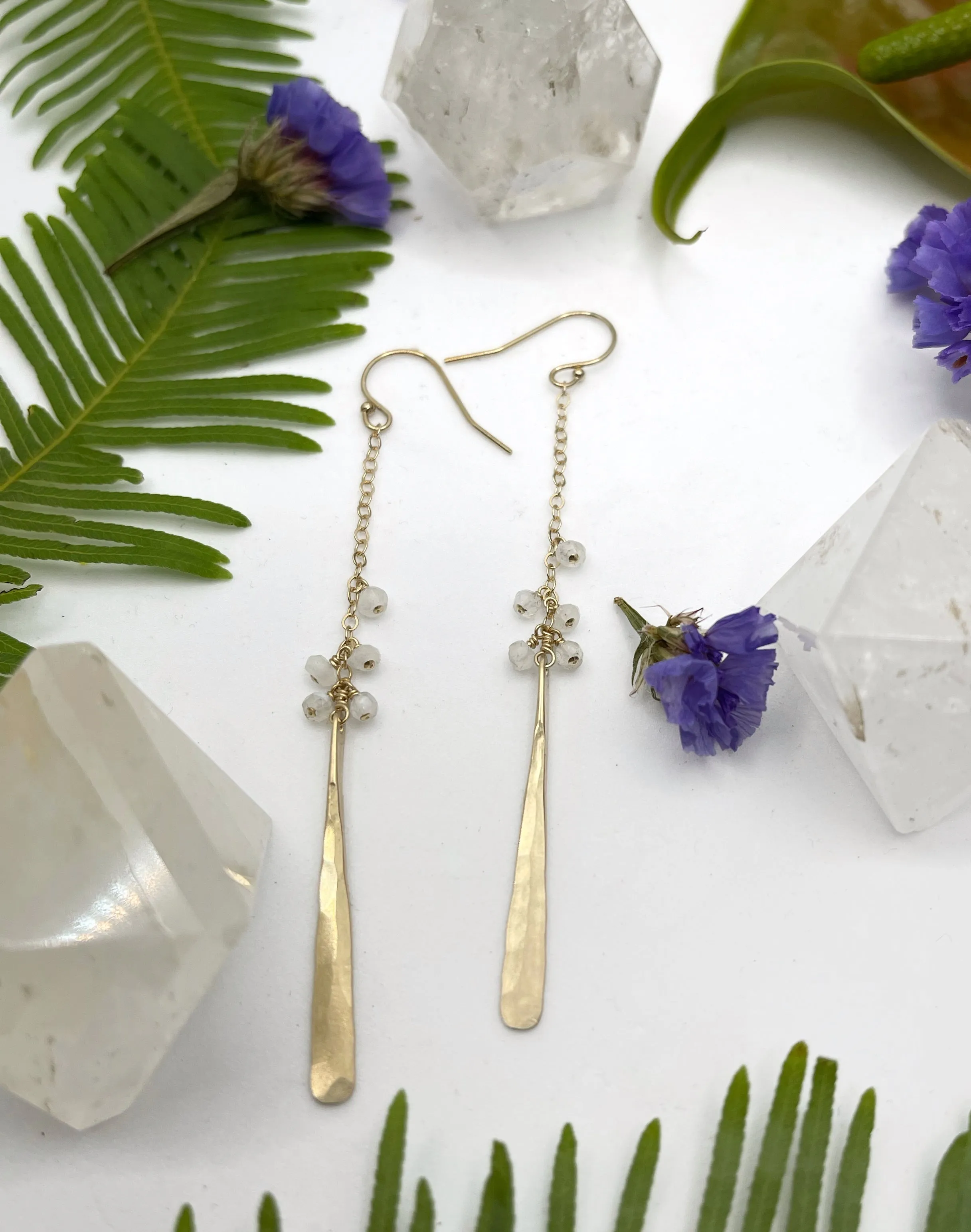 Hammered Metal Stick Bead Earrings