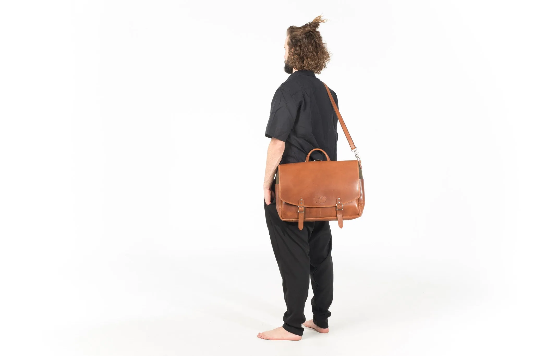 Handmade Leather and Canvas Messenger/Backpack