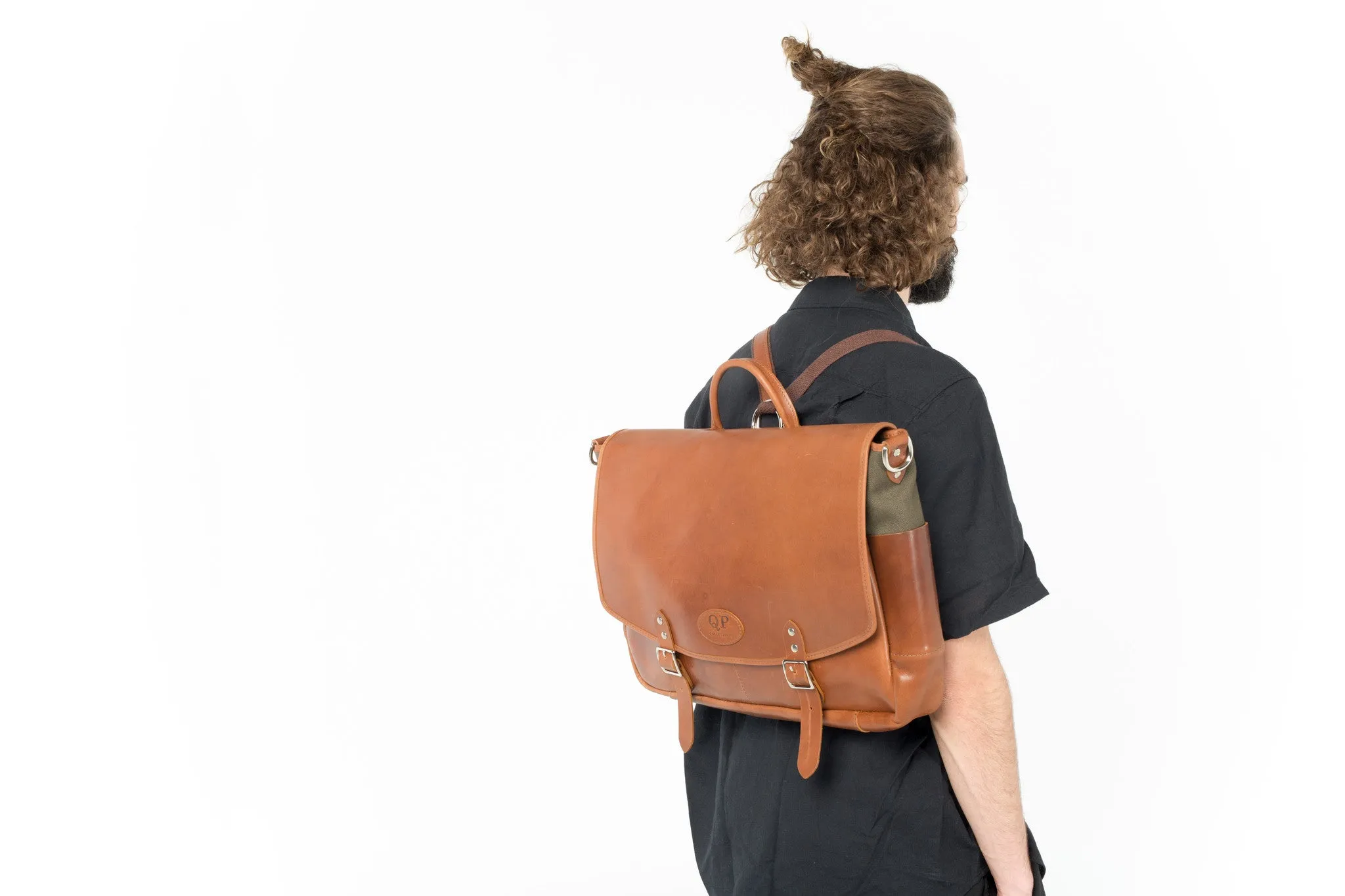 Handmade Leather and Canvas Messenger/Backpack