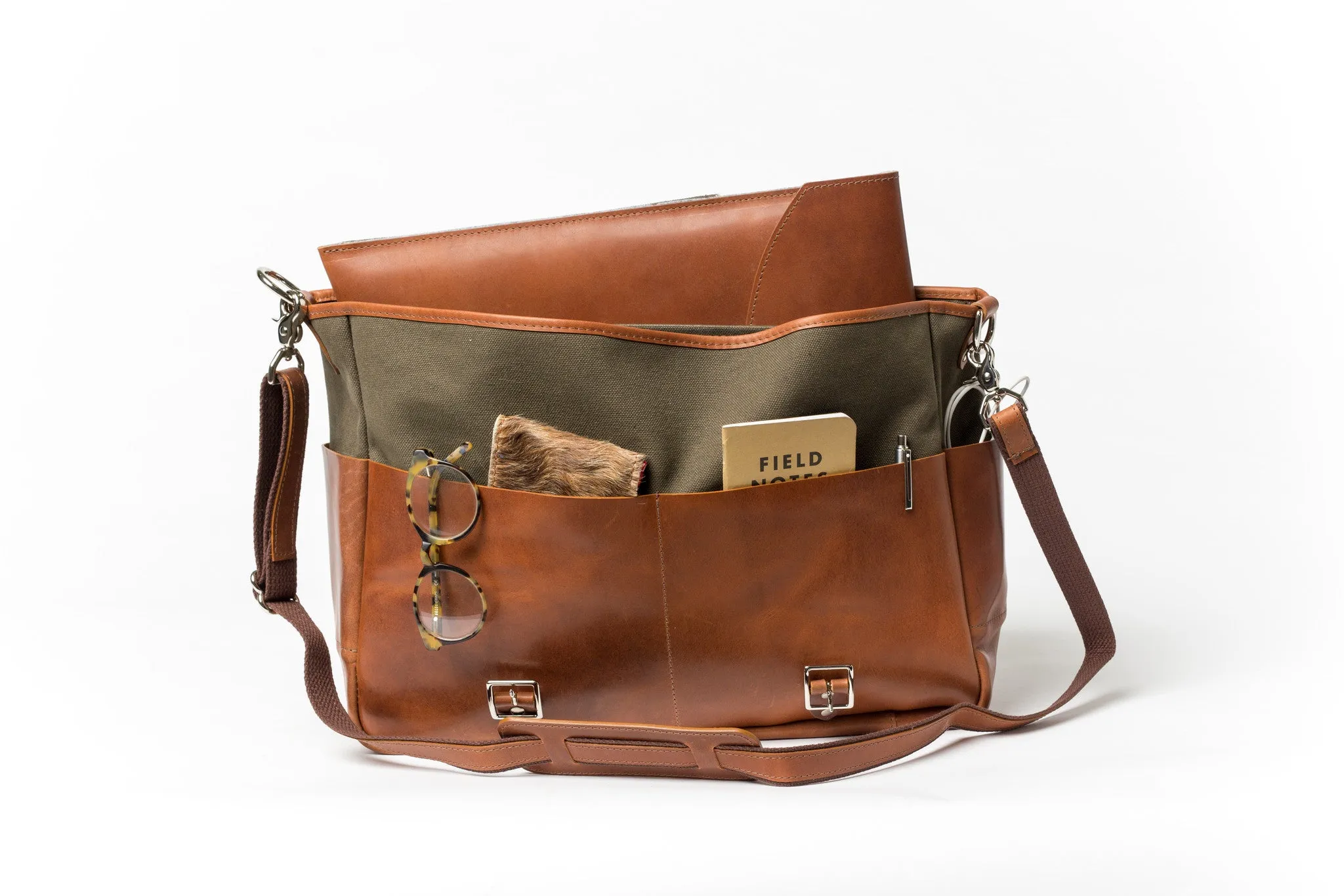 Handmade Leather and Canvas Messenger/Backpack