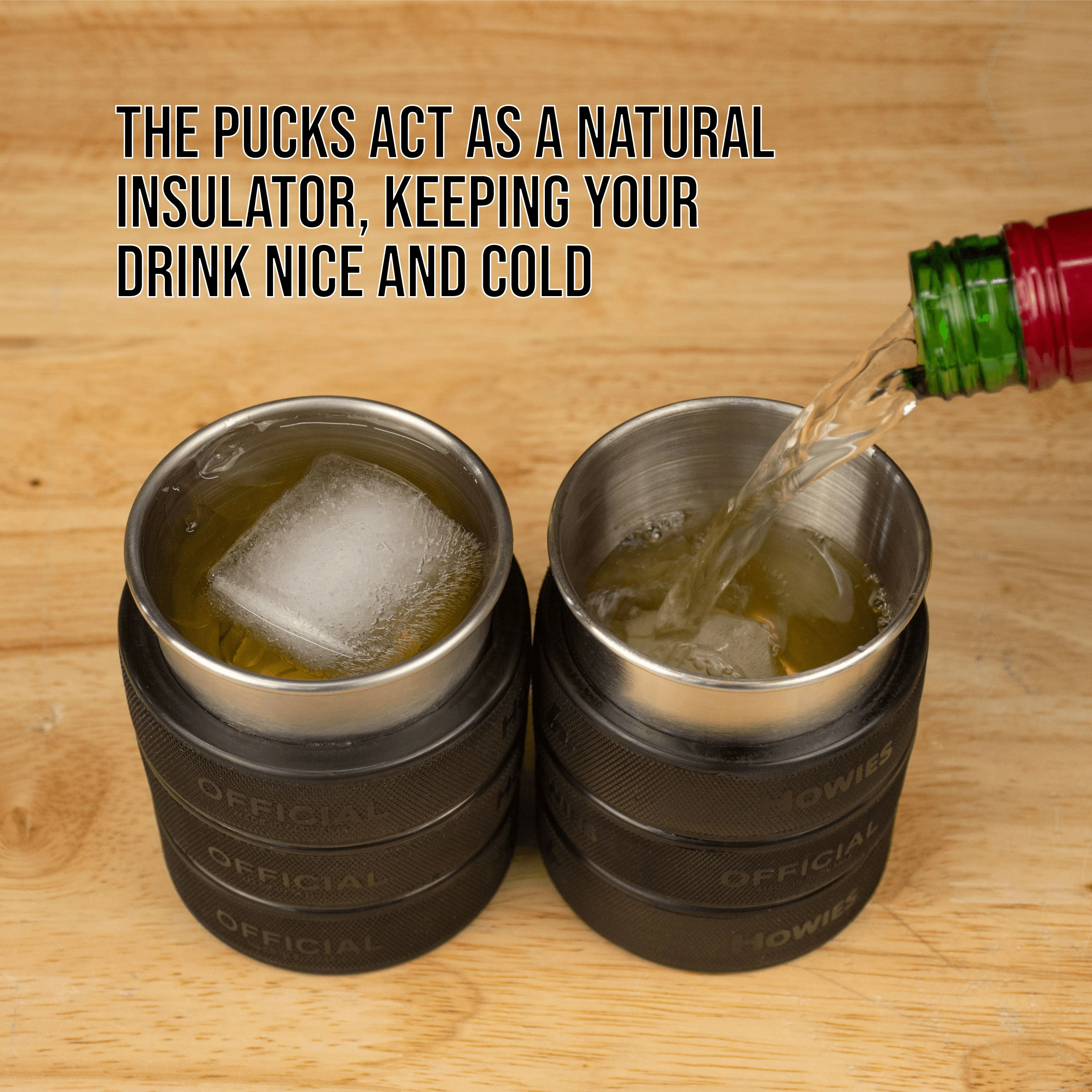 Hockey Puck Rocks Glass
