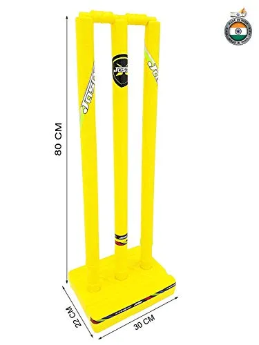 Jaspo T-20 Wooden Cricket Set(1 Wooden bat (Size-5),1 T-20 Ball,3 Plastic Stumps,2 Bail) upto 12 years (Blue)