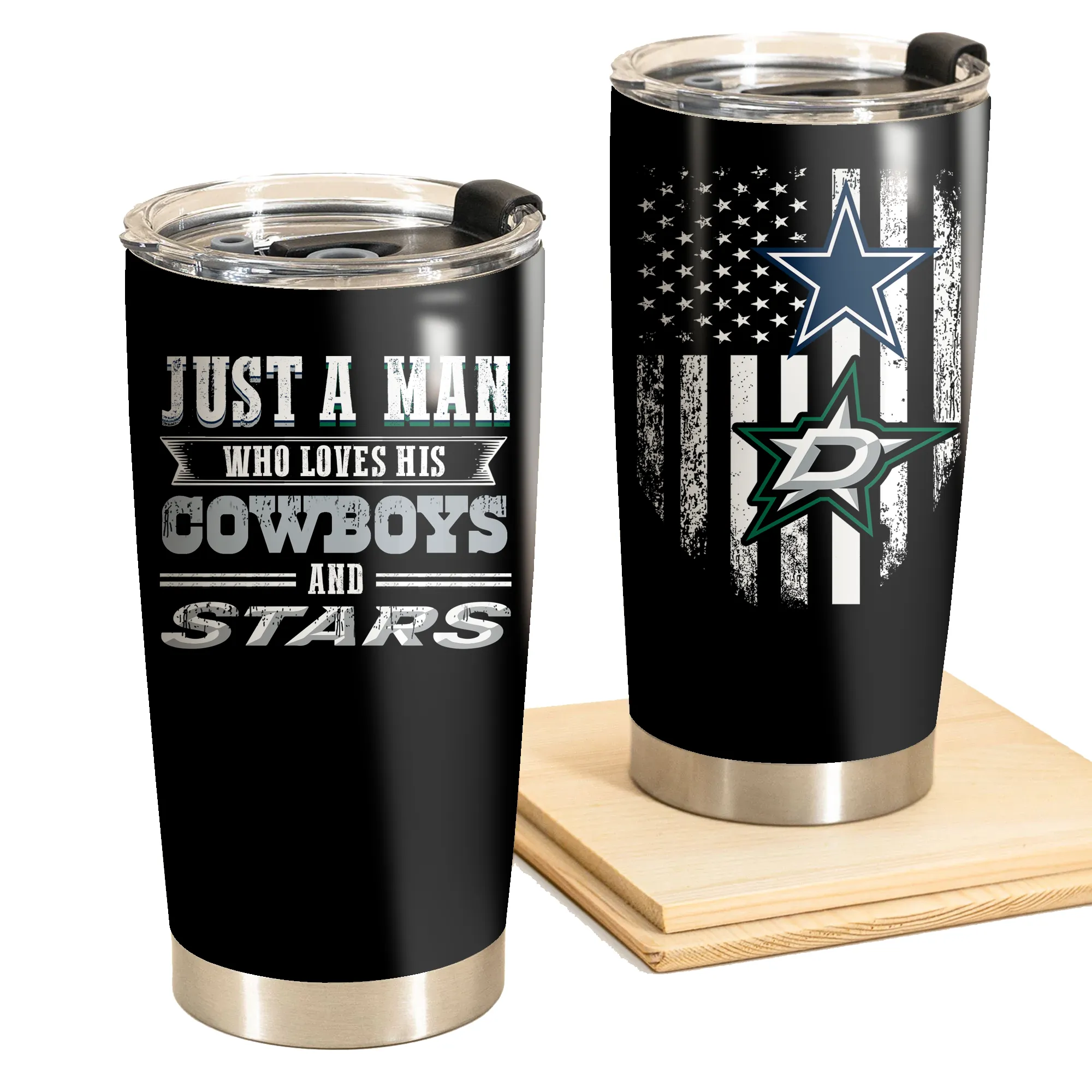 Just A Man Who Loves His Dallas Hockey And Football Tumbler