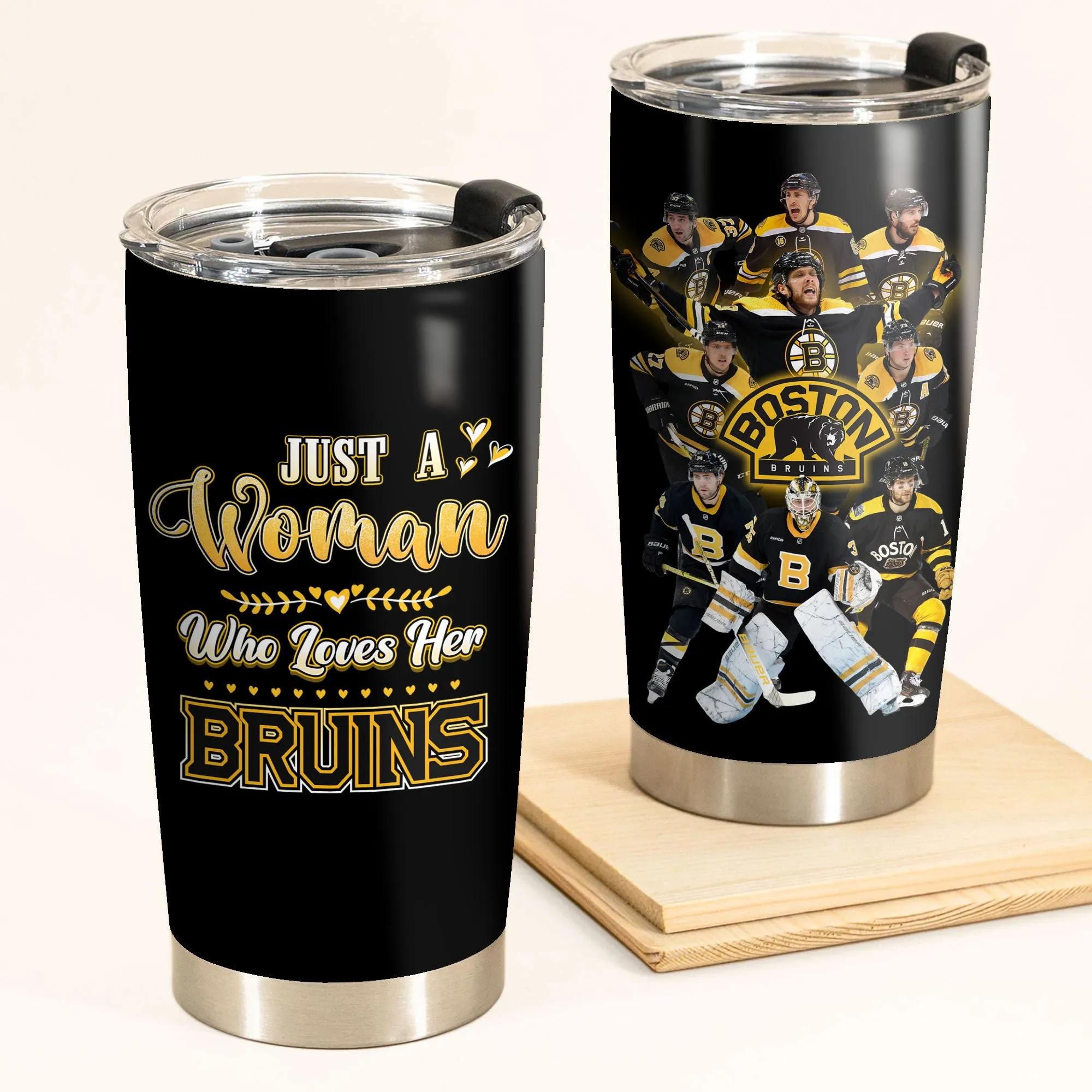 Just A Woman Who Loves Her Boston Hockey Tumbler