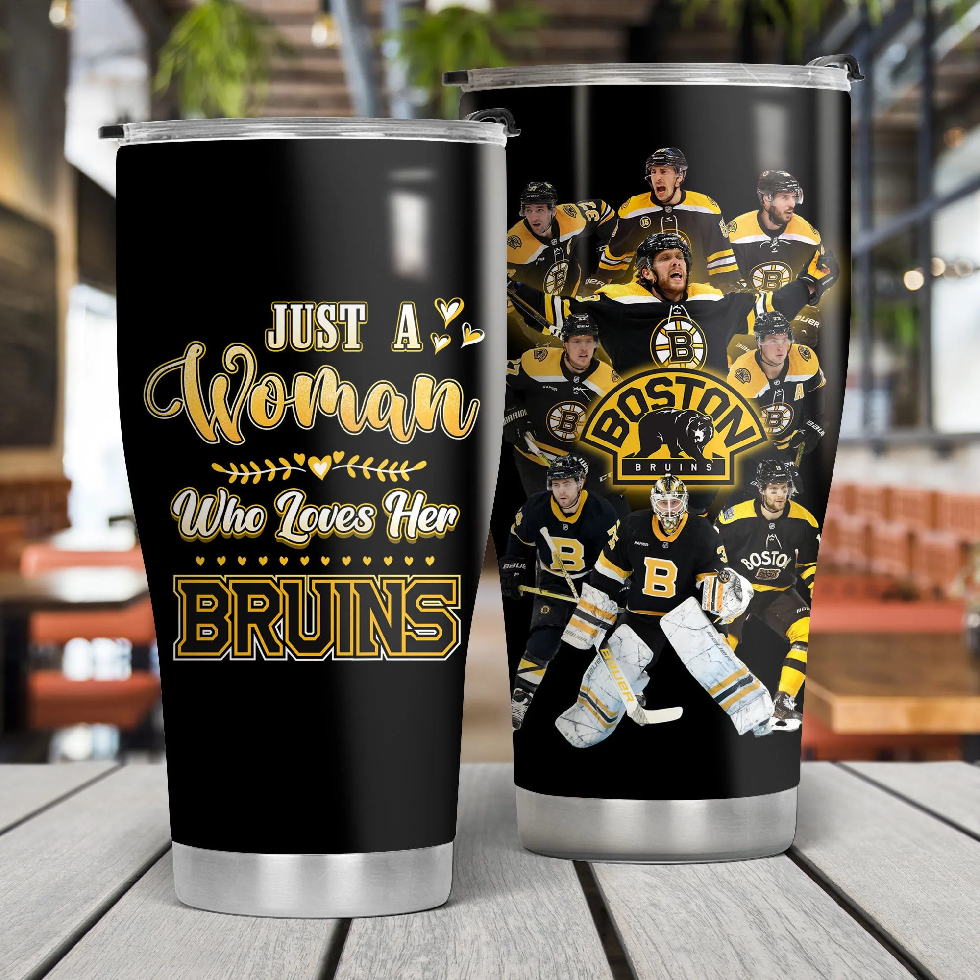 Just A Woman Who Loves Her Boston Hockey Tumbler