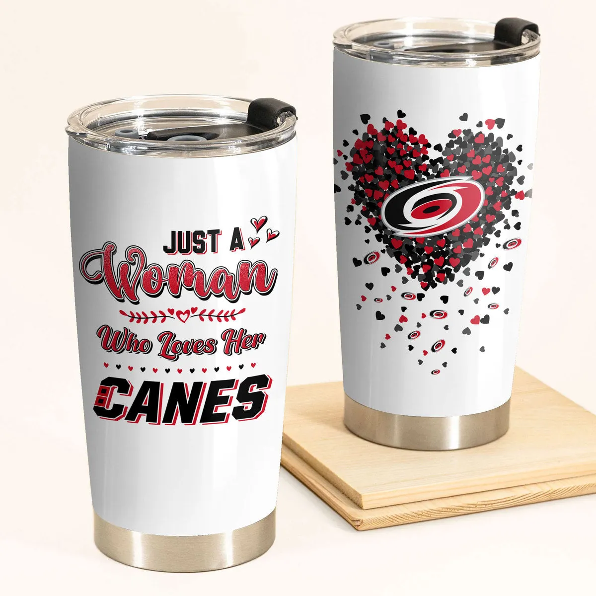 Just A Woman Who Loves Her Carolina Hockey Tumbler