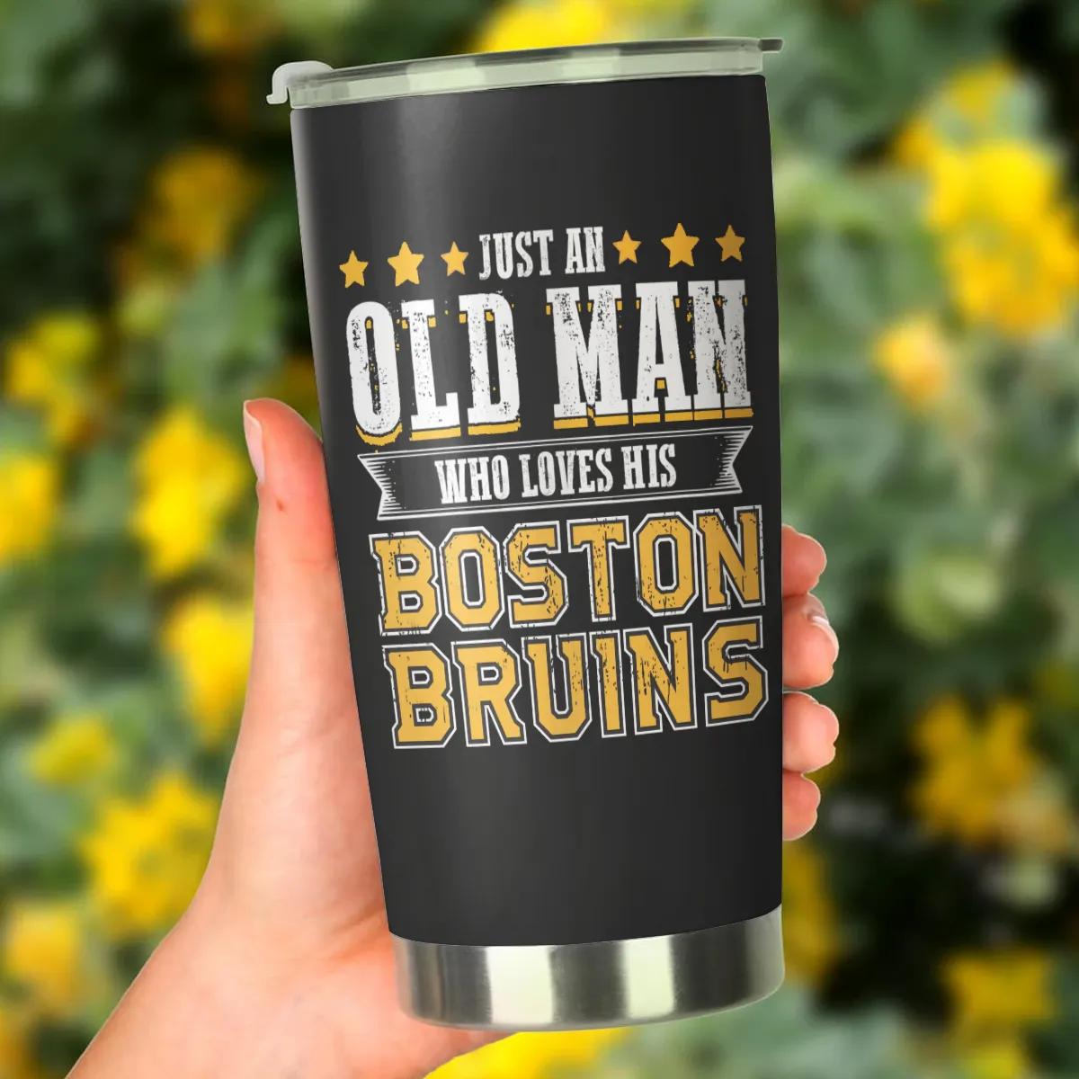 Just An Old Man Who Loves His Boston Hockey Tumbler