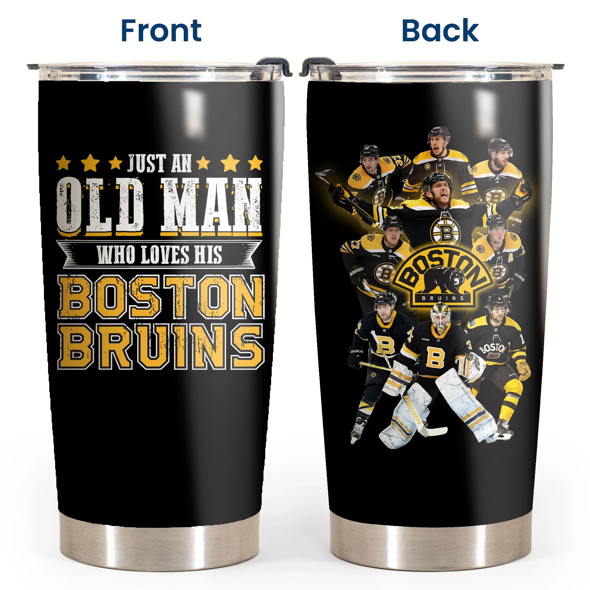 Just An Old Man Who Loves His Boston Hockey Tumbler