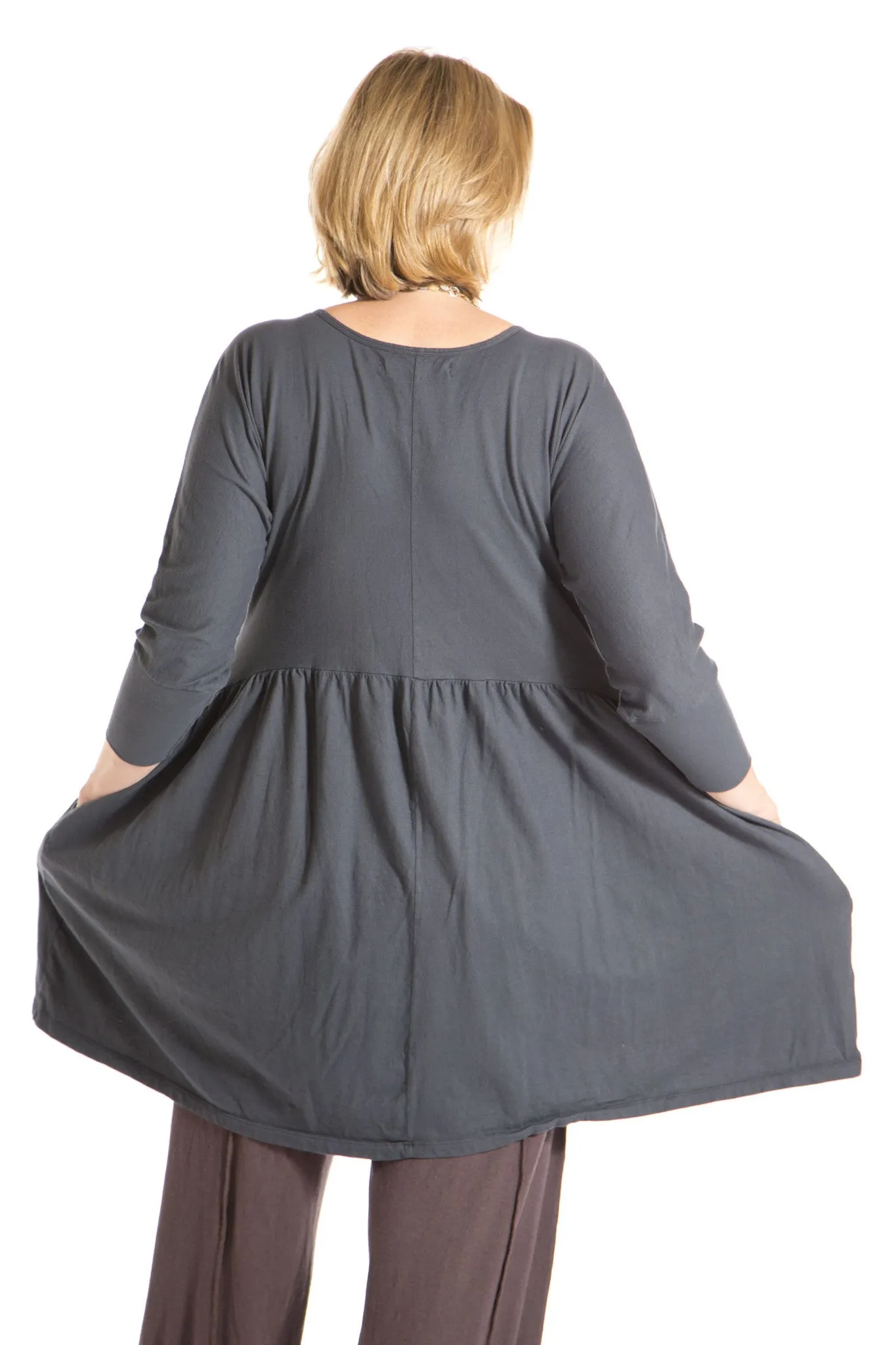 Long Sleeve Babydoll Tunic UnPrinted-Blue Fish Clothing
