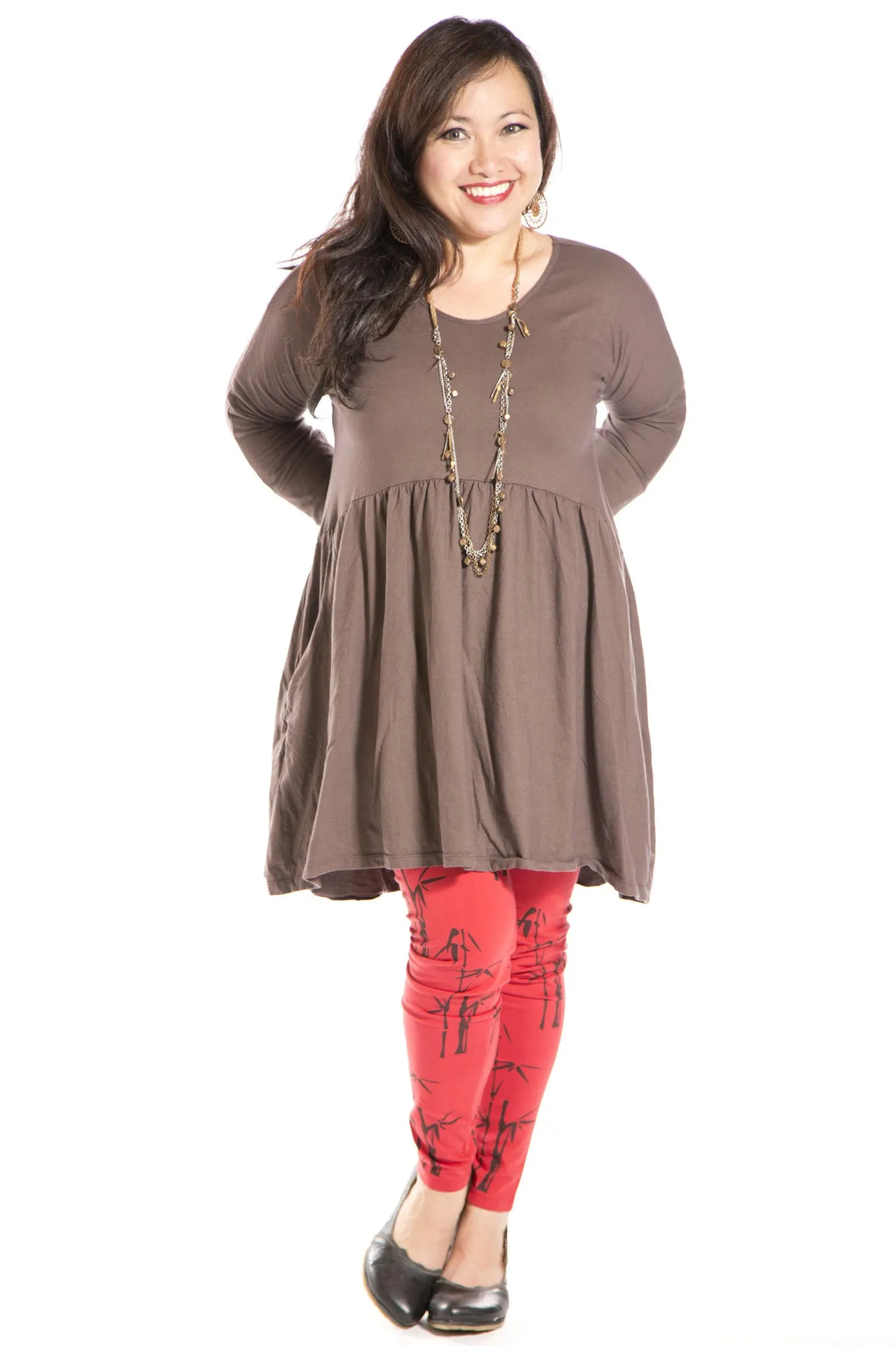 Long Sleeve Babydoll Tunic UnPrinted-Blue Fish Clothing