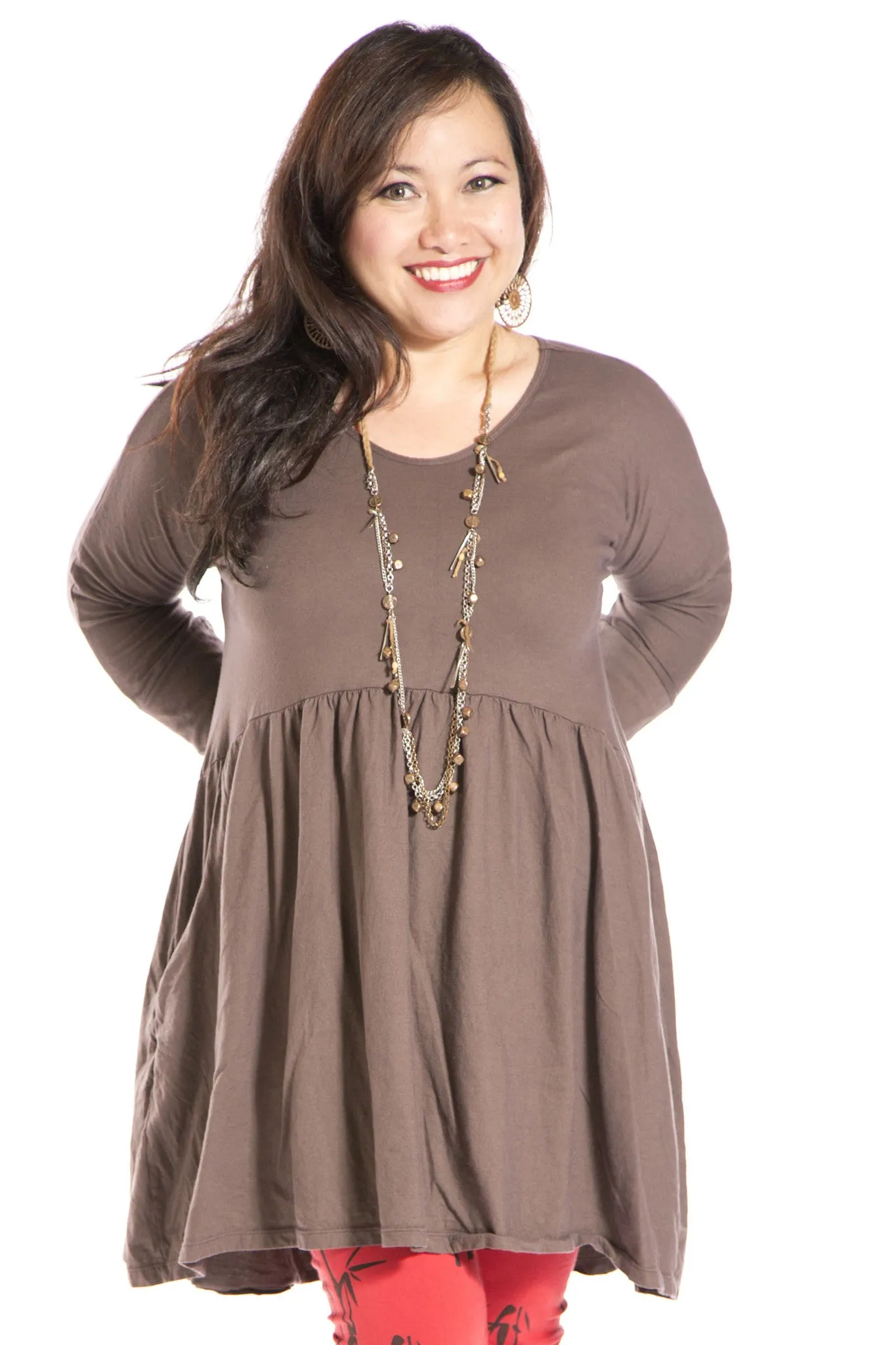 Long Sleeve Babydoll Tunic UnPrinted-Blue Fish Clothing