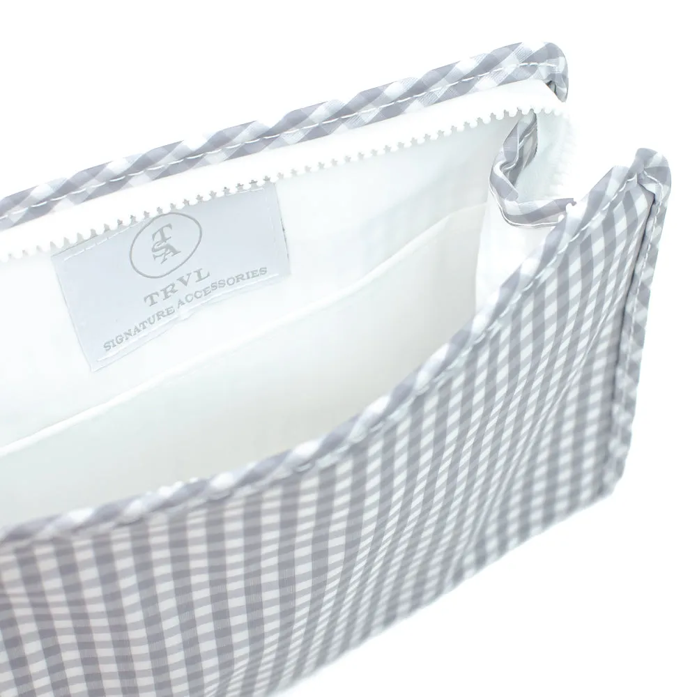 Medium Roadie by TRVL Design - Monogrammed Diaper Bag Organizer - Zippered Pouch - Gray Gingham