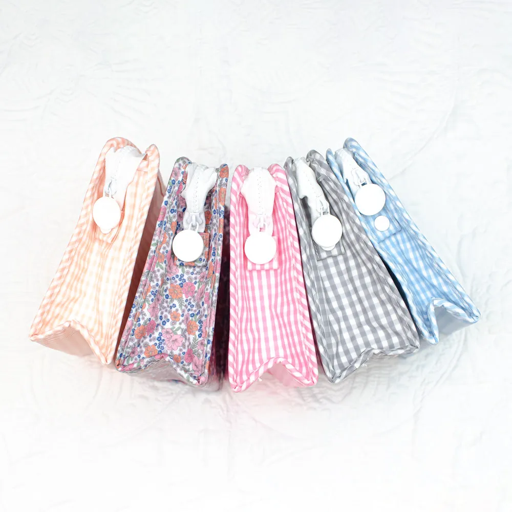 Medium Roadie by TRVL Design - Monogrammed Diaper Bag Organizer - Zippered Pouch - Pink Gingham