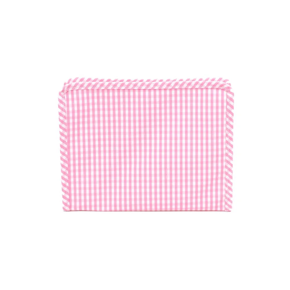 Medium Roadie by TRVL Design - Monogrammed Diaper Bag Organizer - Zippered Pouch - Pink Gingham