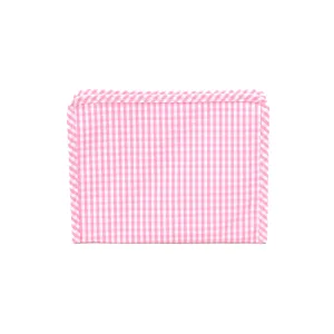 Medium Roadie by TRVL Design - Monogrammed Diaper Bag Organizer - Zippered Pouch - Pink Gingham