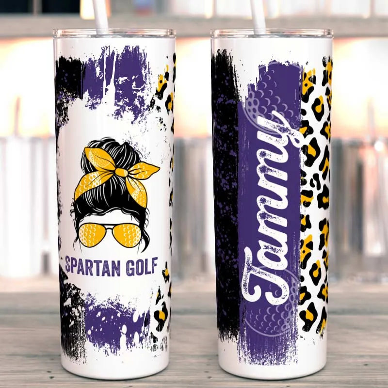 Messy Bun Sports Mom Skinny 20oz Insulated Tumbler