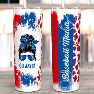 Messy Bun Sports Mom Skinny 20oz Insulated Tumbler