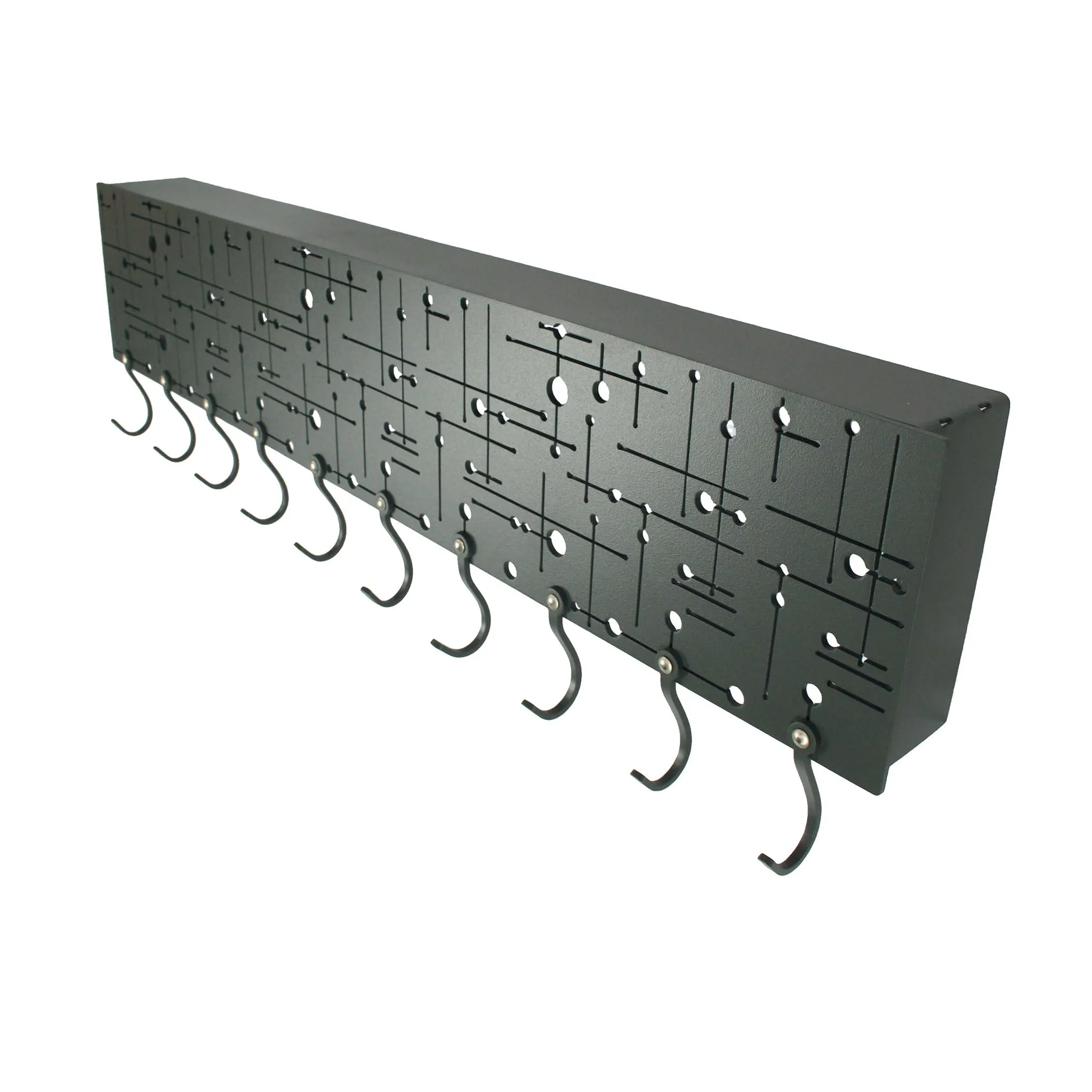 MidCentury Pattern Wall Rack, Metal Sculptural Furniture by Cricket Forge