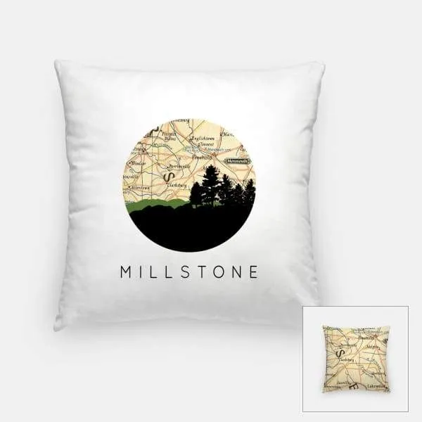 Millstone, New Jersey city skyline with vintage Millstone map