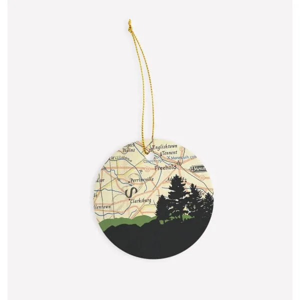 Millstone, New Jersey city skyline with vintage Millstone map
