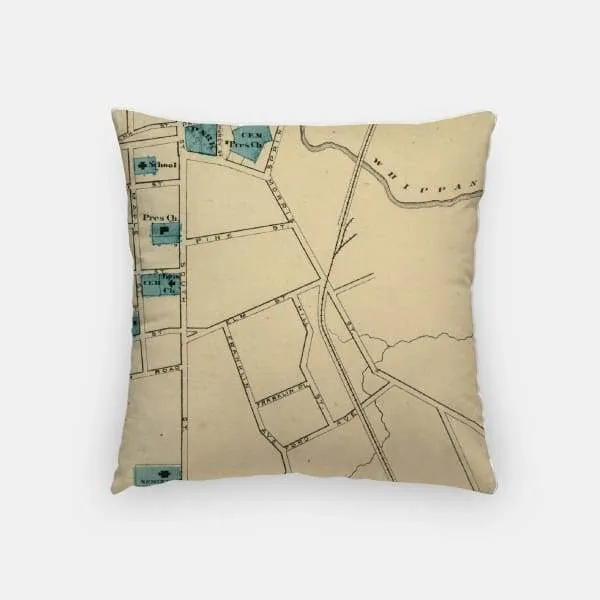 Morristown, New Jersey city skyline with vintage Morristown map