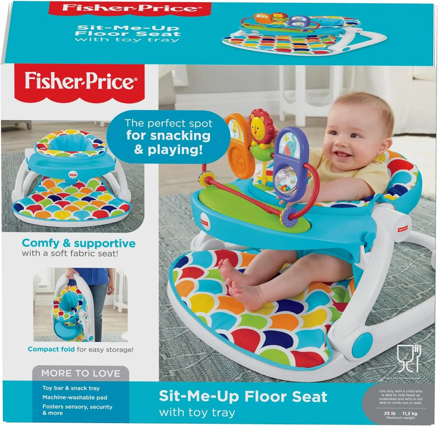New Fisher-Price Deluxe Sit-Me-Up Floor Seat, includes blue tray, does NOT include removable toys that attach to the tray