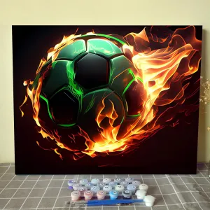 NEW Retails $40, DIY Paint by Number for Adults, Green Soccer Paint by Numbers DIY Painting Acrylic Paint by Numbers Painting Kit Home Wall Living Room Bedroom Decoration, DIY Frame-Soccer Picture, 16x20 frameless