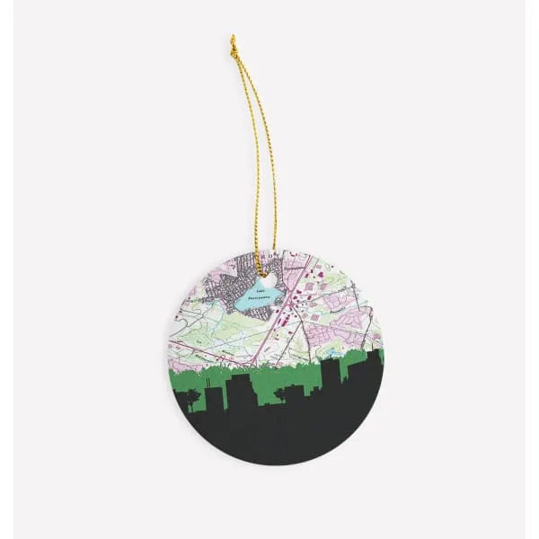Parsippany, New Jersey city skyline with vintage Parsippany map