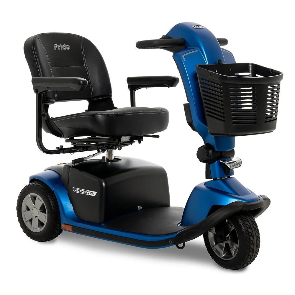 Pride Victory 10.2 ,  3-Wheel Scooter, 18"x17" Foldable Seat (Baseball Stitching)
