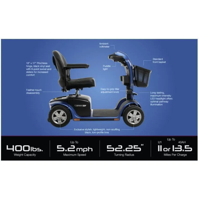 Pride Victory 10.2 ,  4-Wheel Scooter ,18"x17" Foldable Seat (Baseball Stitching)