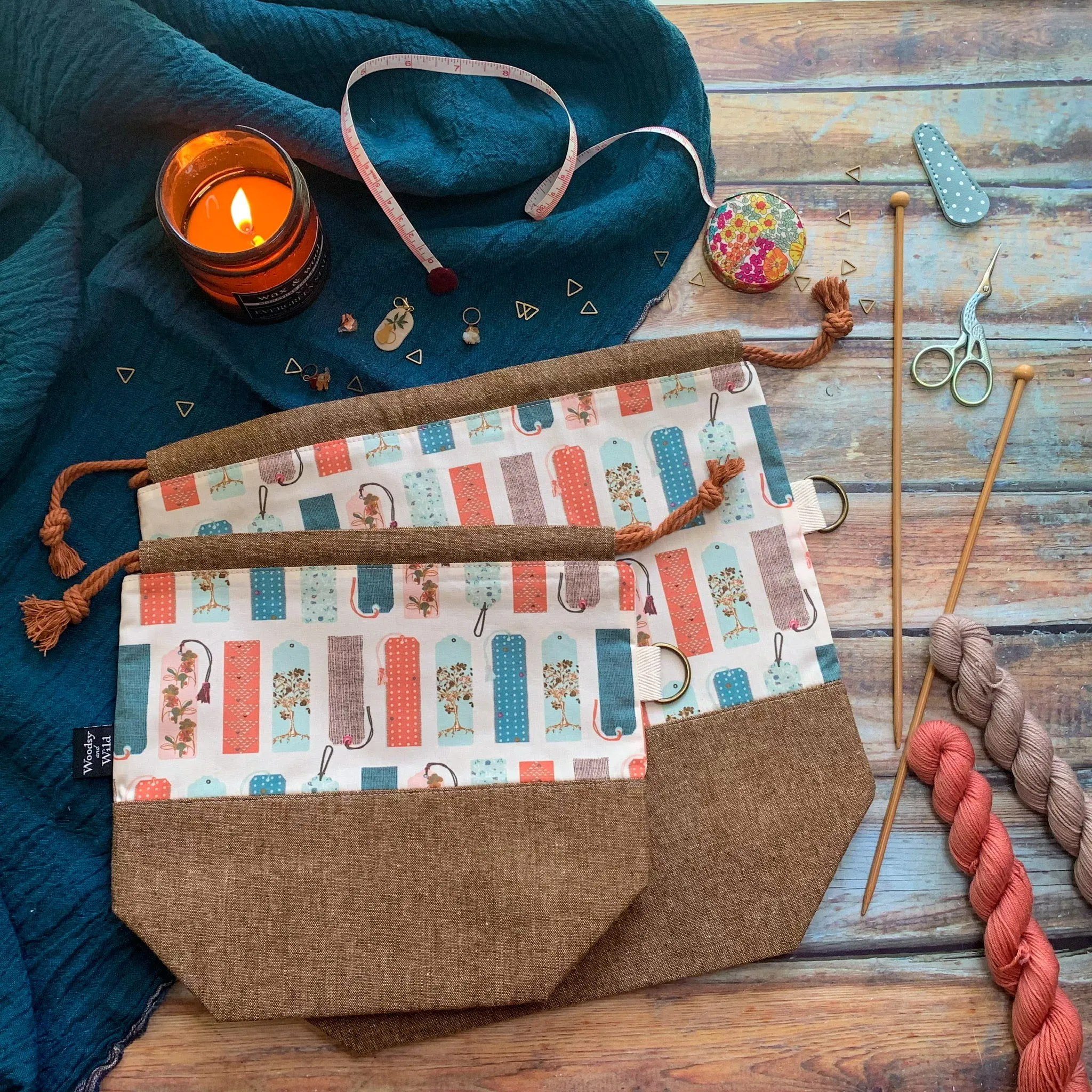 "Bookmarks"- Knitting Project Bag- Ready to Ship