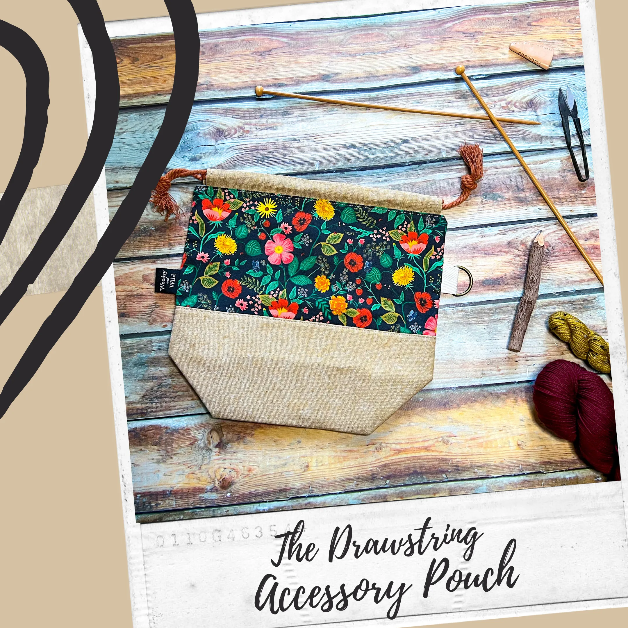 "Bookmarks"- Knitting Project Bag- Ready to Ship