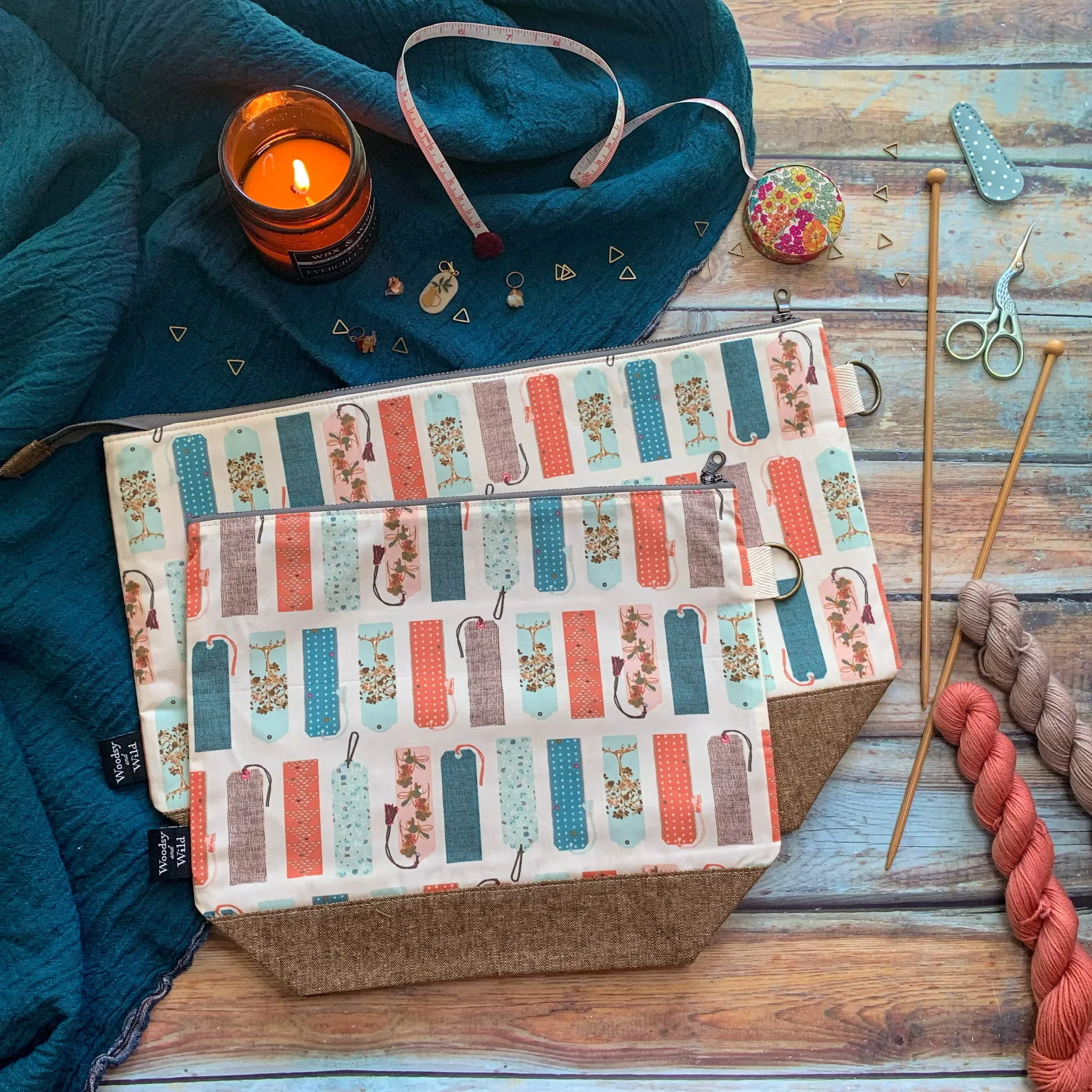 "Bookmarks"- Knitting Project Bag- Ready to Ship