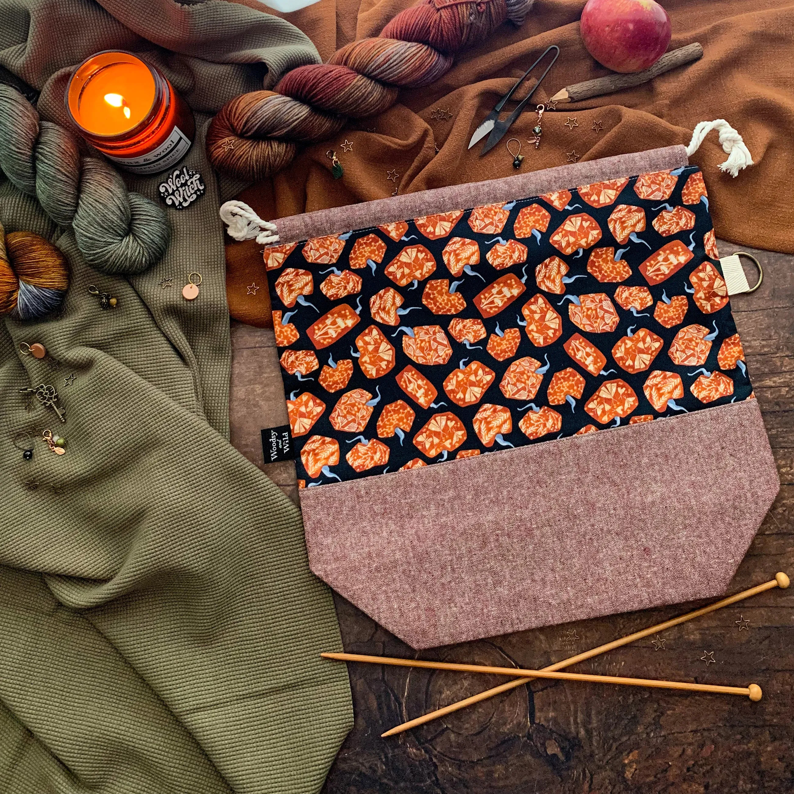 "Pumpkins"- Knitting Project Bag- Ready to Ship