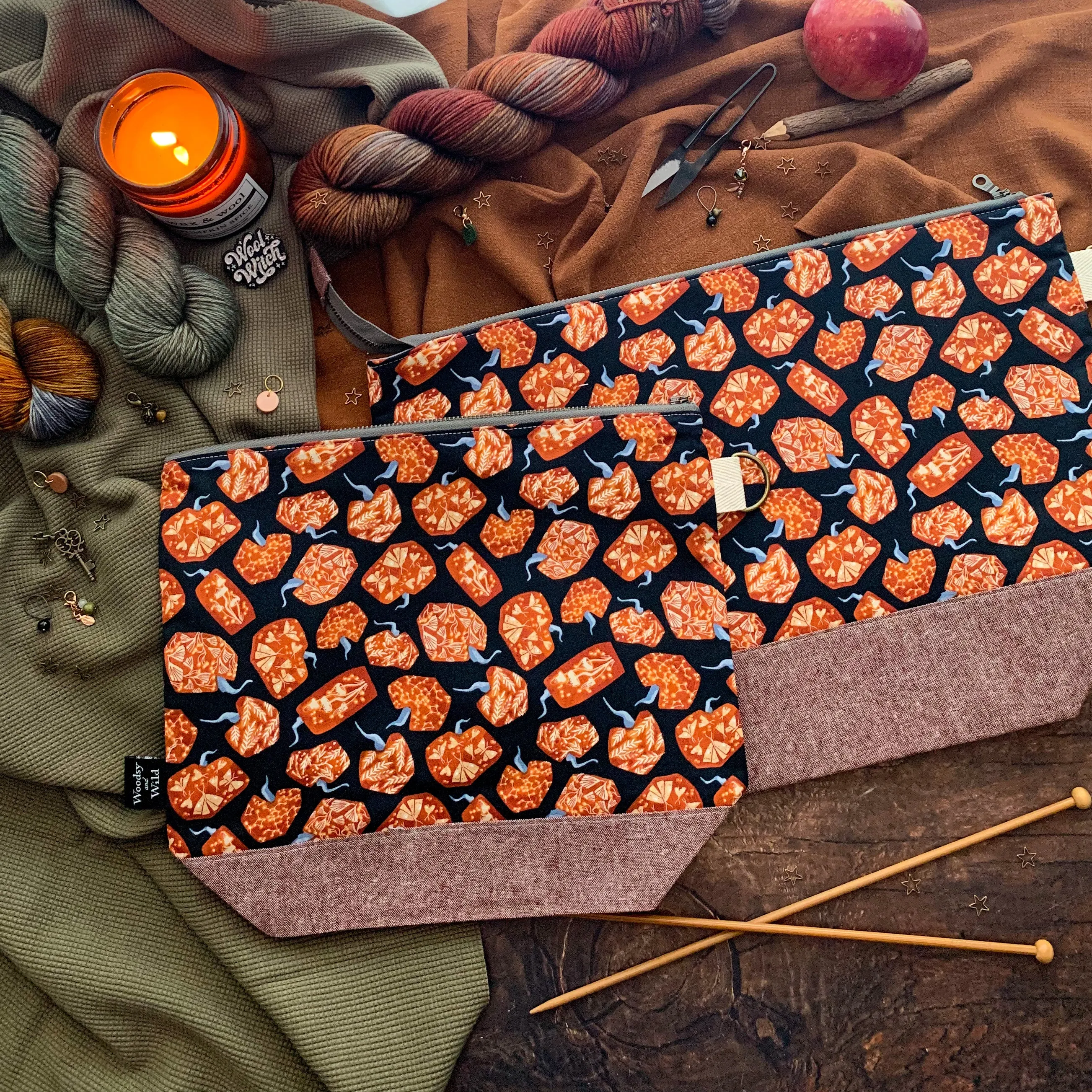 "Pumpkins"- Knitting Project Bag- Ready to Ship