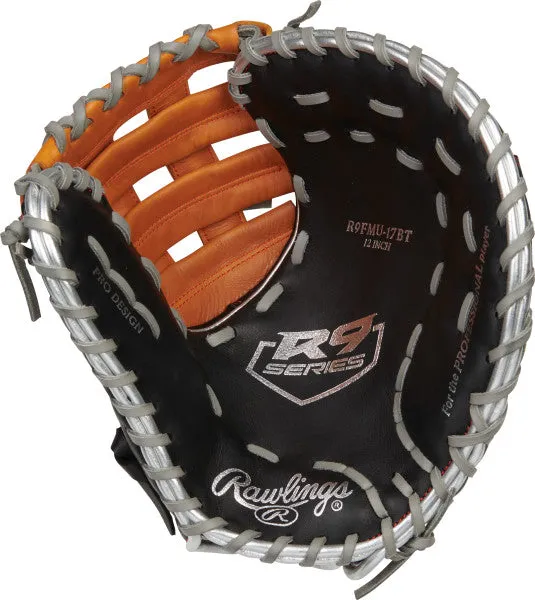 Rawlings R9 Baseball" Contour Series First Base Mitt Baseball Glove 12" R9FMU-17BT