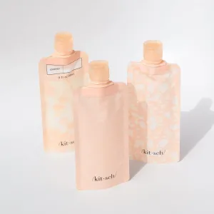 Refillable Travel Pouches 3pc Set - Blush
