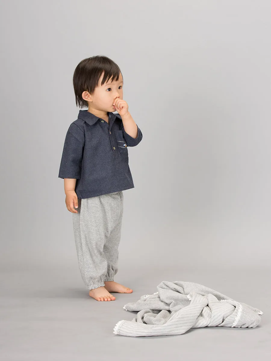 Reversible Pointelle Gathered Pants, Slate