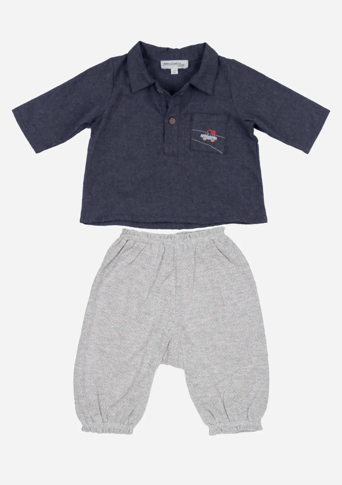 Reversible Pointelle Gathered Pants, Slate