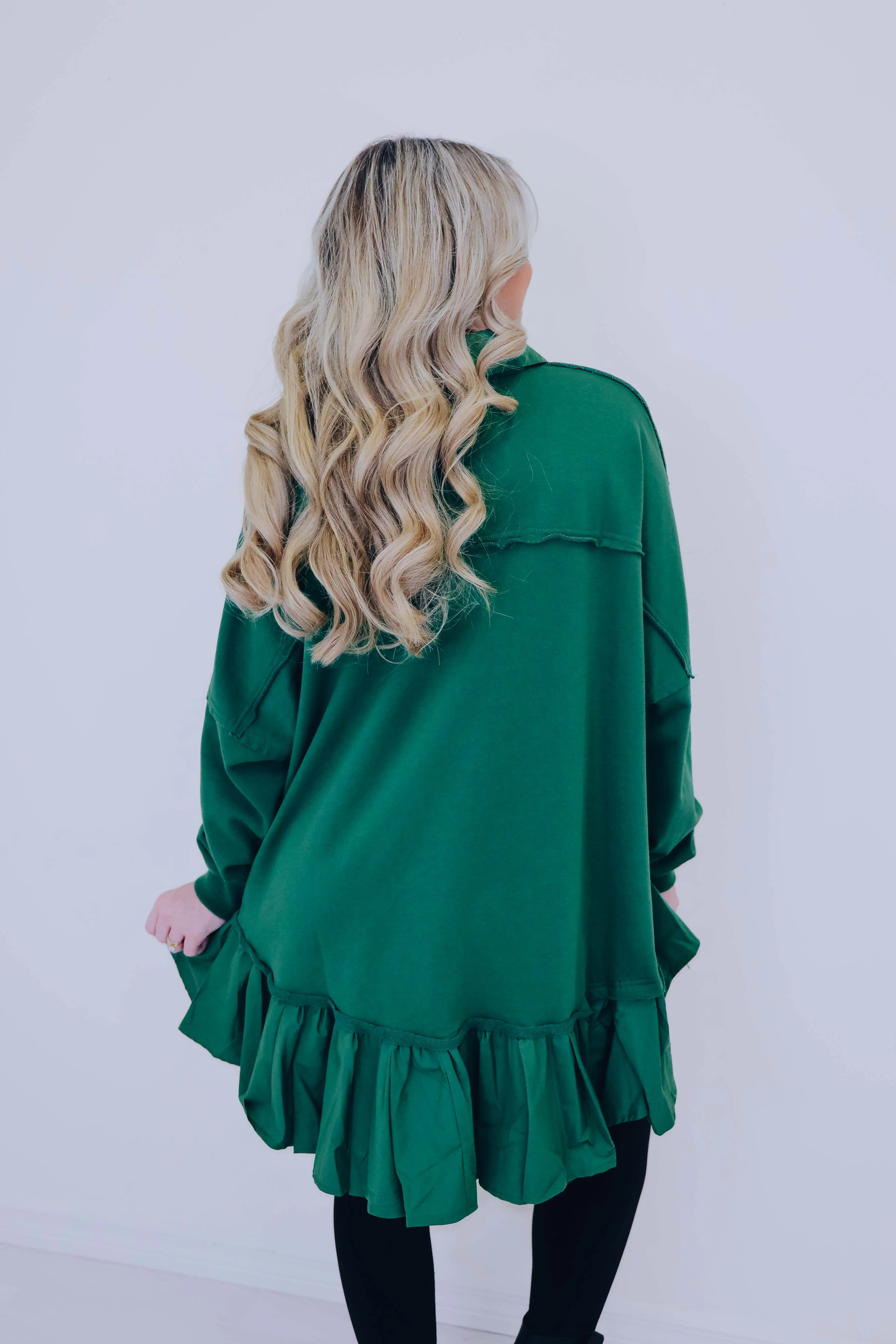 Ritzy Ruffle Hem Button Front Tunic - 3 Colors