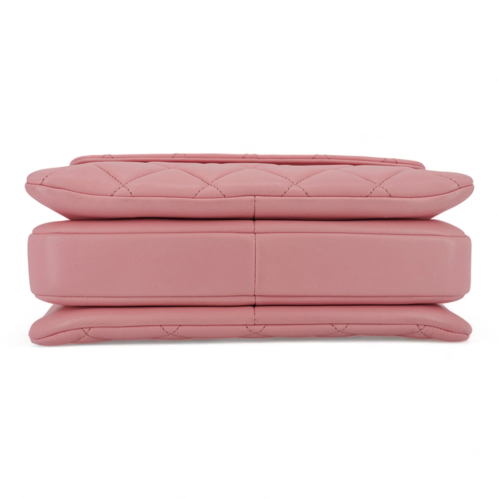 Small Trendy CC Flap Bag with Top Handle in Pink Lambskin