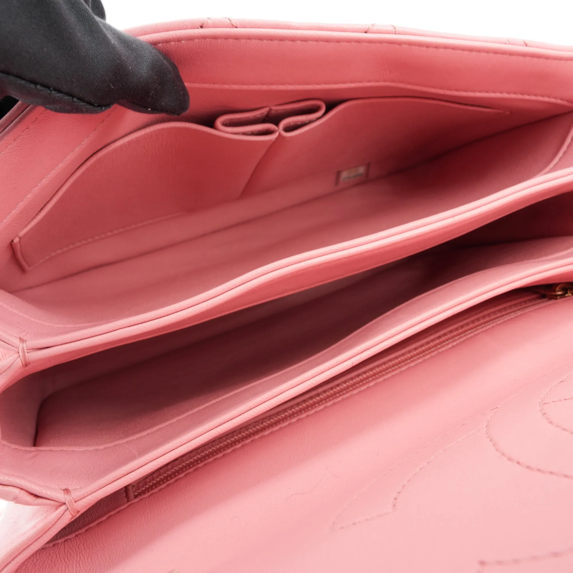 Small Trendy CC Flap Bag with Top Handle in Pink Lambskin