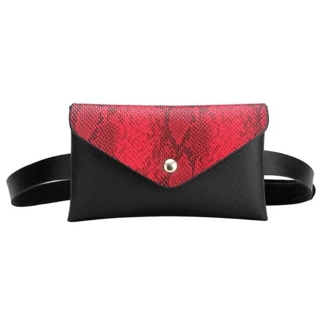 Snake Pattern Shoulder Waist Bag Fanny Belt Packs Phone Pouch Women Flap Vegan Leather Crossbody Casual Messenger Chest Bags
