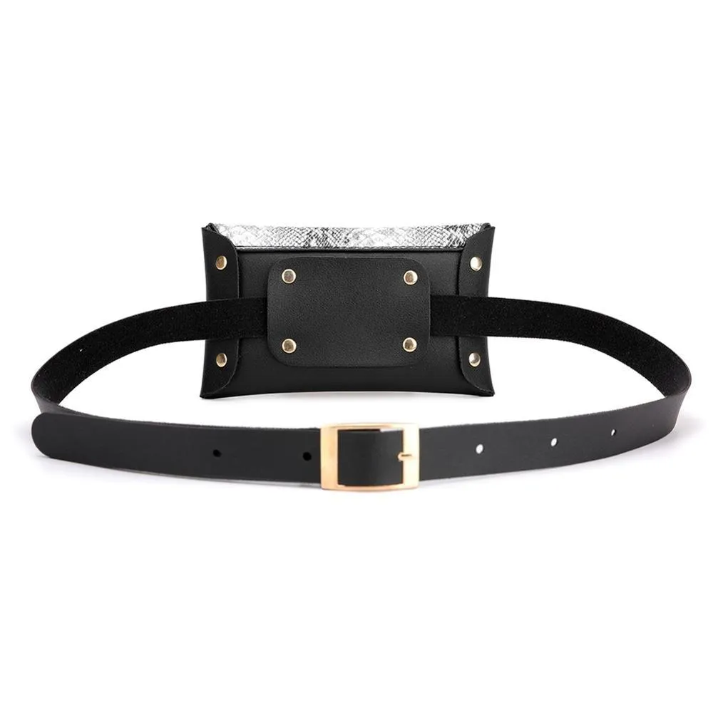 Snake Pattern Shoulder Waist Bag Fanny Belt Packs Phone Pouch Women Flap Vegan Leather Crossbody Casual Messenger Chest Bags