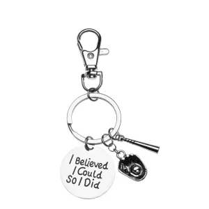 Softball I Believed I Could So I Did Bat & Ball Charm Keychain