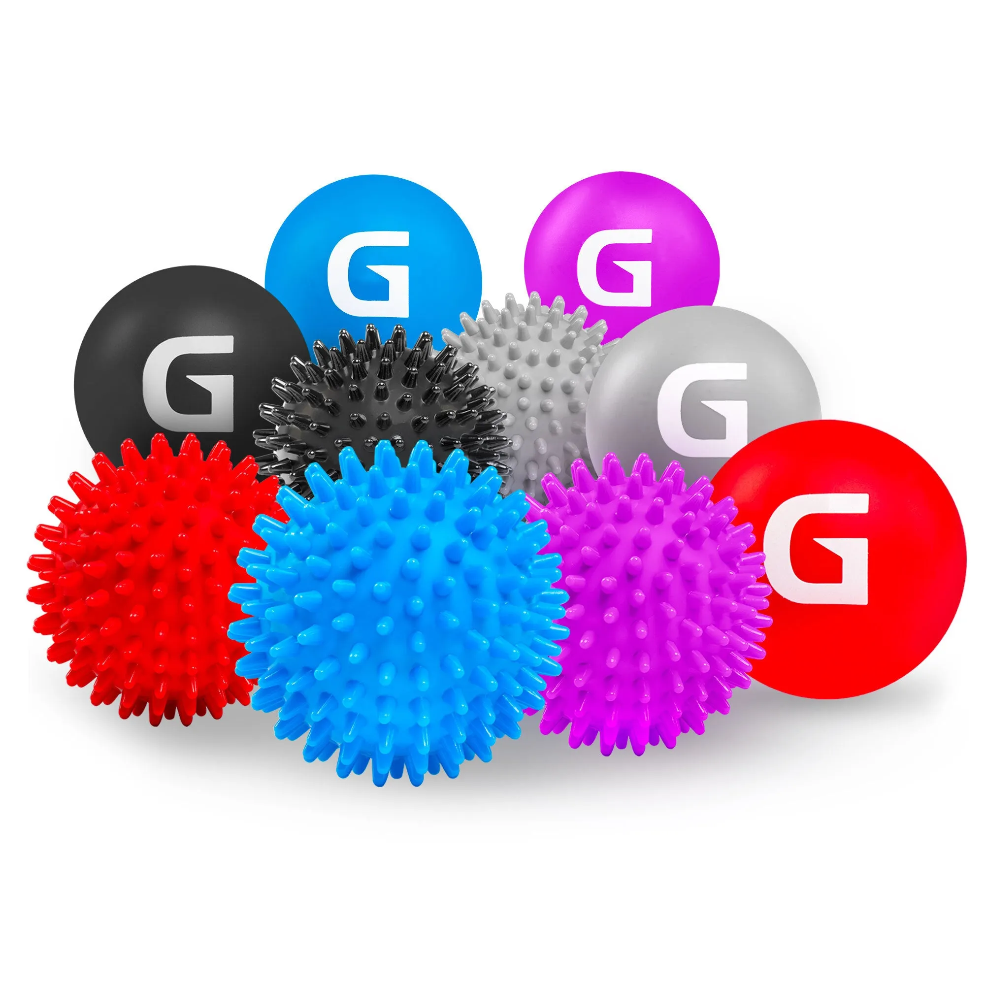 Spiky Massage Ball and Lacrosse Ball Set - Portable Stress Balls - Durable Physio Ball for Trigger Point Therapy