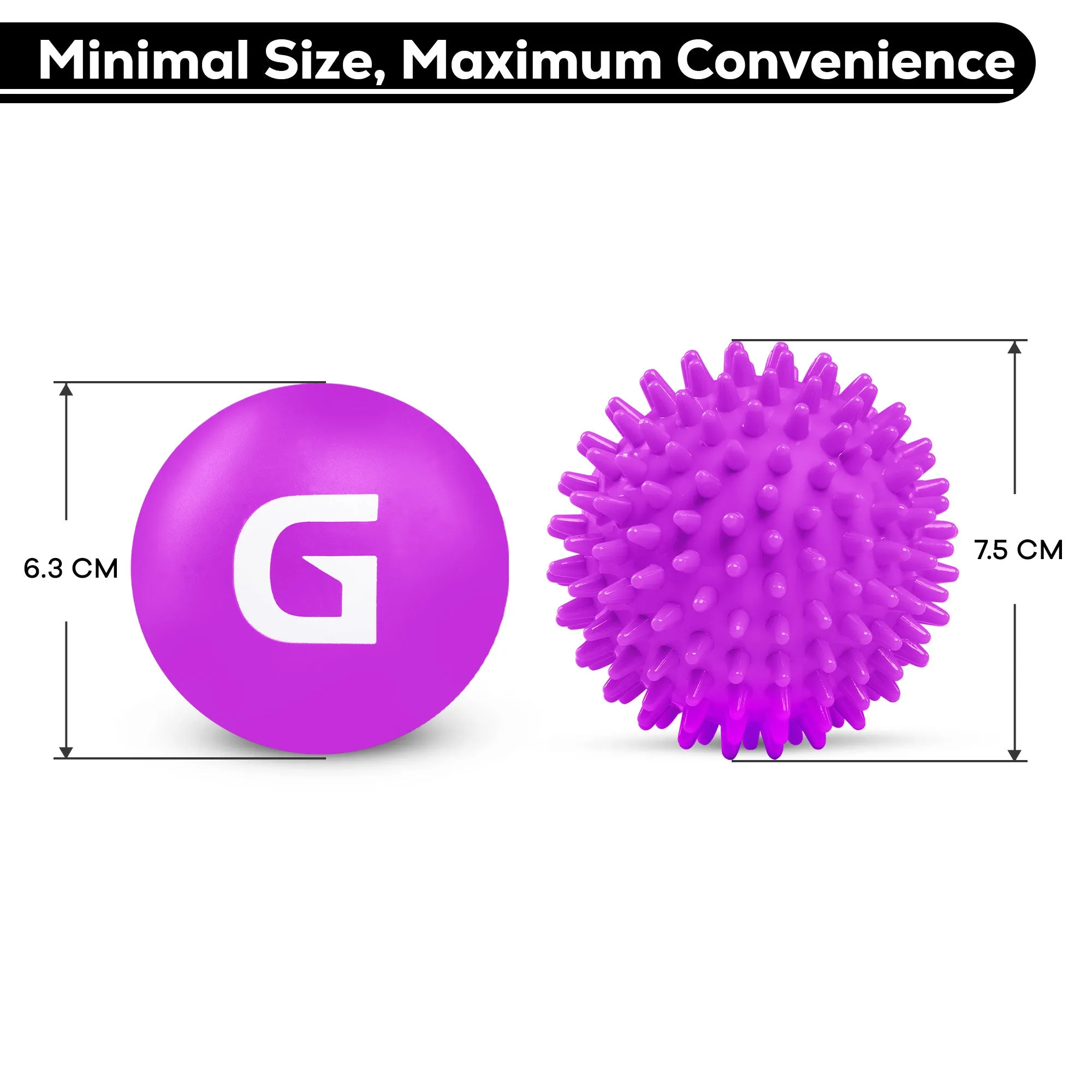 Spiky Massage Ball and Lacrosse Ball Set - Portable Stress Balls - Durable Physio Ball for Trigger Point Therapy