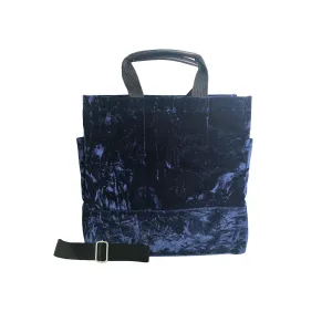 Split Letter Monogram Luxe North South: Midnight Blue Crushed Velvet