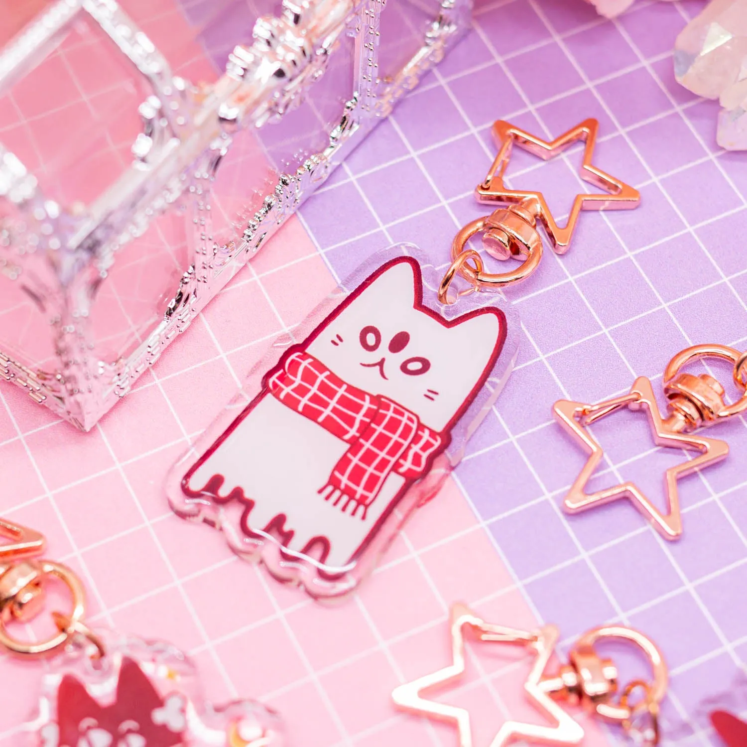 Spooky Town - Cat Ghost acrylic charm / keychain
